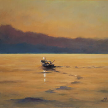 Peinture intitulée "Seascape - evening,…" par Igor Makeev, Œuvre d'art originale, Huile