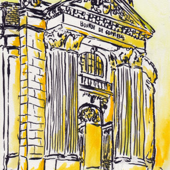 Peinture intitulée "Bourse de commerce" par Antoine Dazy, Œuvre d'art originale, Aquarelle