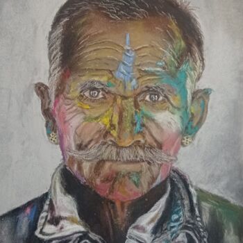 Drawing titled "le sage" by Pascal Douffet, Original Artwork, Pastel