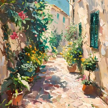 Painting titled "Valldemosa" by Elena Avanesova, Original Artwork, Oil Mounted on artwork_cat.