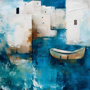 Painting titled "Boat at sea" by Elena Avanesova, Original Artwork, Acrylic