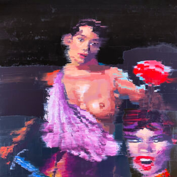 Painting titled "David With The Head…" by Gerry Chapleski, Original Artwork, Oil Mounted on Wood Stretcher frame