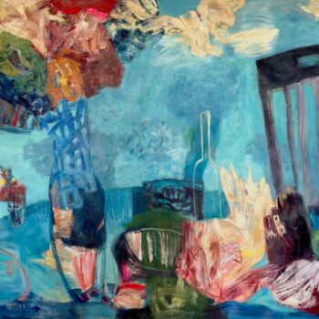 Peinture intitulée "Blue Vase with Empt…" par Nancy J. Mclaughlin, Œuvre d'art originale, Acrylique