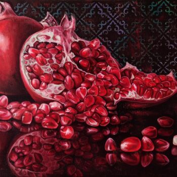 Pintura intitulada "Pomegranate Mood" por F.G.Romanovskaya, Obras de arte originais, Óleo Montado em Armação em madeira
