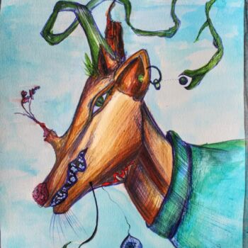 Painting titled "Gizli geyik gözü" by Esra Nişancı, Original Artwork, Pencil
