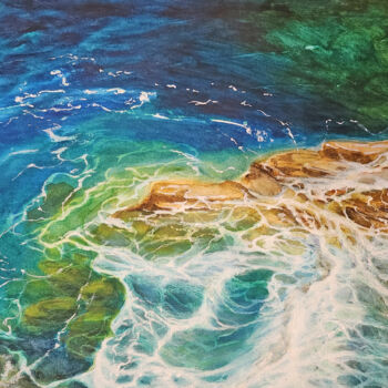 Pittura intitolato "Alluring ocean waves" da Natalia Bakshina, Opera d'arte originale, Acquarello