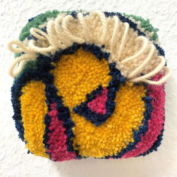 Textilkunst mit dem Titel "Oh-Fluff! 1" von Judith Riemer, Original-Kunstwerk, Textilfaser Auf Keilrahmen aus Holz montiert