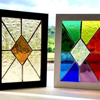 Sculpture intitulée "Mini vitraux cadres…" par Renaud Angerville-Langlois, Œuvre d'art originale, Verre