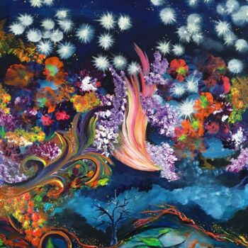 Painting titled "Forest Flame" by Barbara Fuhrmann, Original Artwork, Acrylic