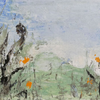 Painting titled "Fleurs de printemps" by Sophie Gerin, Original Artwork, Oil Mounted on Wood Panel