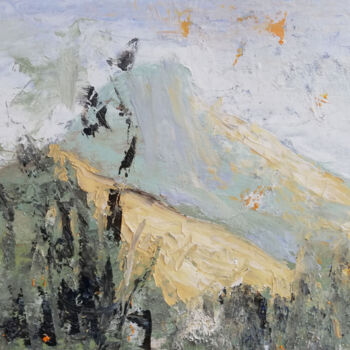Peinture intitulée "Mont Arunachala au…" par Sophie Gerin, Œuvre d'art originale, Huile Monté sur Panneau de bois