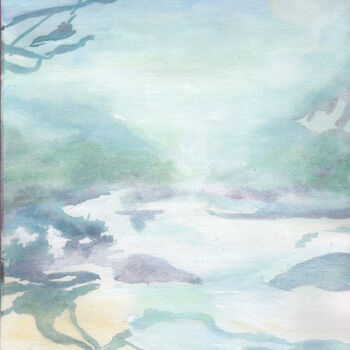 Peinture intitulée "Quand la rivière re…" par Sophie Gerin, Œuvre d'art originale, Aquarelle Monté sur Carton