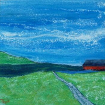 Painting titled "Ciel en Terre II" by Frédérique Rouquette, Original Artwork, Acrylic Mounted on Cardboard