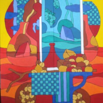 Painting titled "SOUVENIRS D'ETE" by Michel Marant, Original Artwork, Acrylic Mounted on Wood Stretcher frame