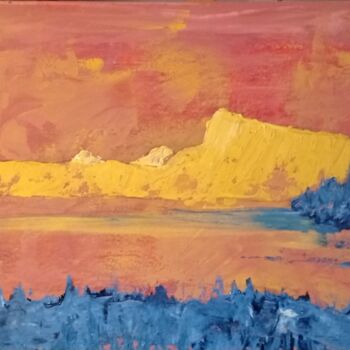 Painting titled "le lac de Joux" by Pascal Douffet, Original Artwork, Acrylic