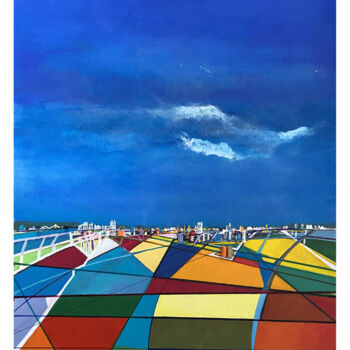 Peinture intitulée "EXTRACITY 1" par Edcha, Œuvre d'art originale, Acrylique Monté sur Panneau de bois