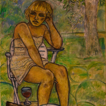 Ζωγραφική με τίτλο "Julie - Huile sur t…" από Robert Gibson, Αυθεντικά έργα τέχνης, Λάδι Τοποθετήθηκε στο Ξύλινο φορείο σκελ…