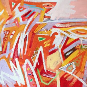 Painting titled "Human life (orange)" by Tung Duc Pham, Original Artwork, Acrylic