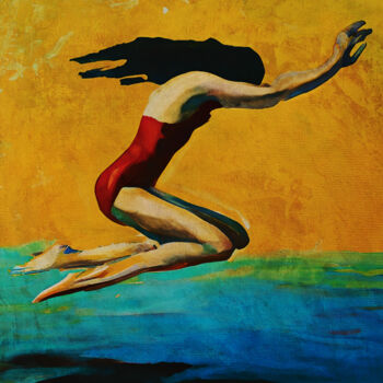 "Dare to jump" başlıklı Tablo Jan Keteleer tarafından, Orijinal sanat, Dijital Resim Ahşap Sedye çerçevesi üzerine monte edi…