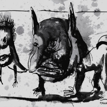 Zeichnungen mit dem Titel "Hot dog" von Patrick Jannin, Original-Kunstwerk, Tinte