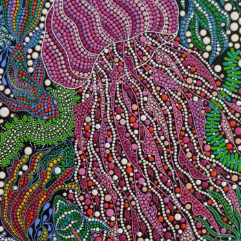 Peinture intitulée "Jellyfish 2" par Oxana Lazari, Œuvre d'art originale, Acrylique Monté sur Châssis en bois