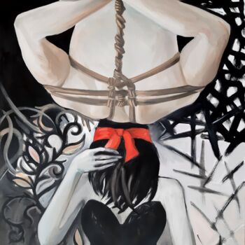 Malerei mit dem Titel "Red Ribbon" von Alfia Kircheva, Original-Kunstwerk, Öl