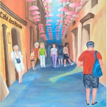 Painting titled "Un Jour de fête à G…" by Dy Martine, Original Artwork, Oil Mounted on Wood Stretcher frame