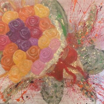 Painting titled "Bouquet de roses 🌹" by Sandy Madar, Original Artwork, Acrylic