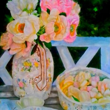 Peinture intitulée "Roses on a vase sti…" par Watercolor Whisper, Œuvre d'art originale, Aquarelle