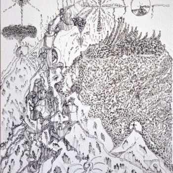 Drawing titled "Climbing the Mounta…" by Jhpba, Original Artwork, Charcoal