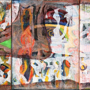 "Ausgang" başlıklı Tekstil Sanatı Danjana Brandes tarafından, Orijinal sanat, Akrilik Ahşap Sedye çerçevesi üzerine monte ed…