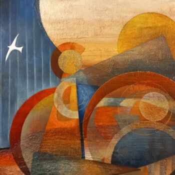 Painting titled "Un peu d'espoir" by Thierry Robin, Original Artwork, Gouache Mounted on Wood Stretcher frame