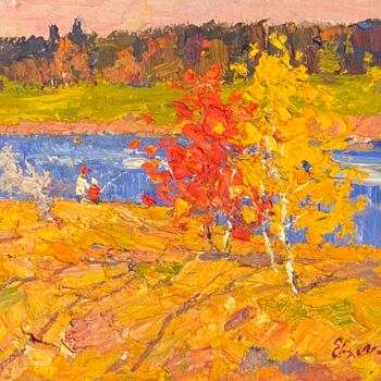 Peinture intitulée "Automne dore" par Evgueni Markov, Œuvre d'art originale, Huile