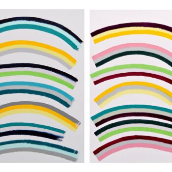 Painting titled "Curves #3 (Diptycho…" by Astrid Stoeppel, Original Artwork, Acrylic Mounted on Wood Stretcher frame