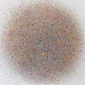 Painting titled "Bursting Dot #1" by Astrid Stoeppel, Original Artwork, Acrylic Mounted on Wood Stretcher frame