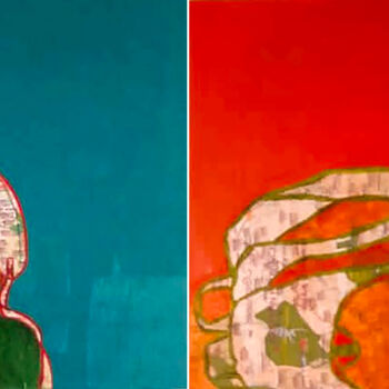 Painting titled "The Back Packs" by Thilini De Simon, Original Artwork, Oil