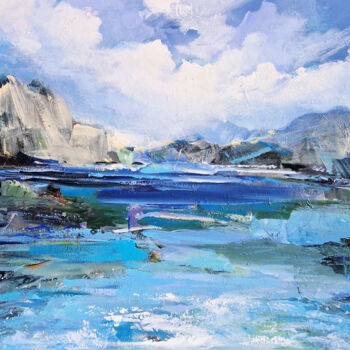 Ζωγραφική με τίτλο "A lake in the mount…" από Irina Laube, Αυθεντικά έργα τέχνης, Ακρυλικό