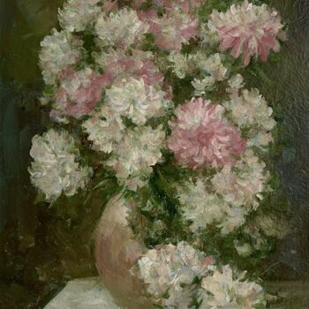 「Bouquet of peonies」というタイトルの絵画 Nk. Artboxによって, オリジナルのアートワーク, オイル ウッドストレッチャーフレームにマウント