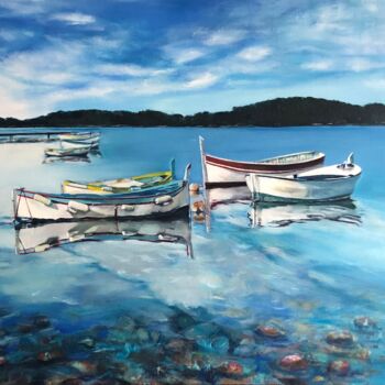 Painting titled "Le Port du Brusc" by Florence Gillot, Original Artwork, Oil