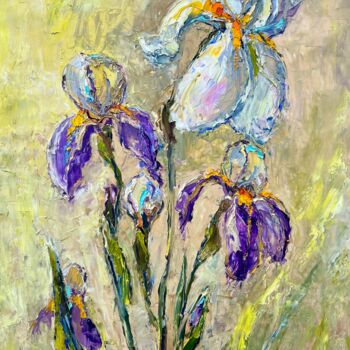 Pintura titulada "Irises" por Evgeniya Polyudova, Obra de arte original, Oleo Montado en Bastidor de camilla de madera
