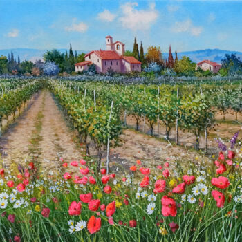 Pintura titulada "Daisies & Poppies i…" por Raimondo Pacini, Obra de arte original, Oleo Montado en Bastidor de camilla de m…