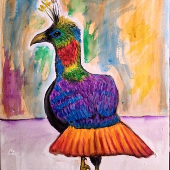 제목이 "Himalayan Monai"인 미술작품 Zen Lucero로, 원작, 수채화 나무 들것 프레임에 장착됨