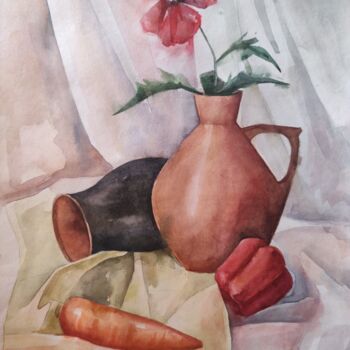 Ζωγραφική με τίτλο "summer still life" από Анастасия Паршина, Αυθεντικά έργα τέχνης, Ακουαρέλα