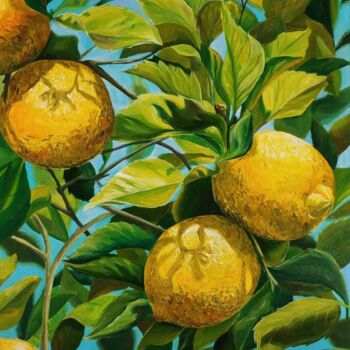 Peinture intitulée "Lemons" par Oksana Sklym, Œuvre d'art originale, Huile Monté sur Châssis en bois