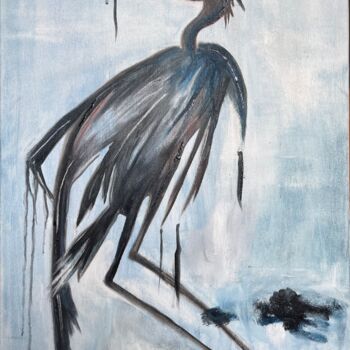 绘画 标题为“L'oiseau” 由Isabelle Scheidt, 原创艺术品, 油 安装在木质担架架上