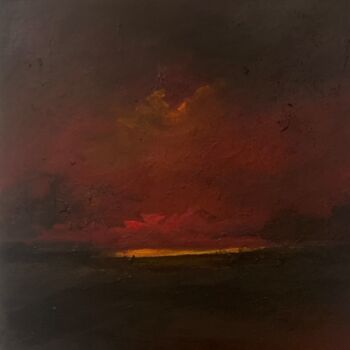 Pintura intitulada "Red at Sunset" por Lee Davis, Obras de arte originais, Acrílico Montado em Armação em madeira