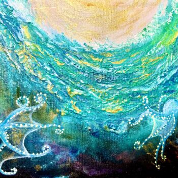 Schilderij getiteld "Submerged Symphony" door Dr. Priyanjalee Banerjee, Origineel Kunstwerk, Acryl