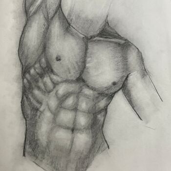 Σχέδιο με τίτλο "Male torso, pencil…" από Katy Hawk, Αυθεντικά έργα τέχνης, Μολύβι
