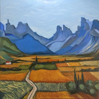Peinture intitulée "Field of Tranquility" par Carrie Correa, Œuvre d'art originale, Huile Monté sur Châssis en bois