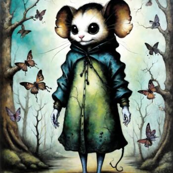 Painting titled "Mystic Murine" by Alexandr Kuznetsov, Original Artwork, Acrylic Mounted on Wood Stretcher frame